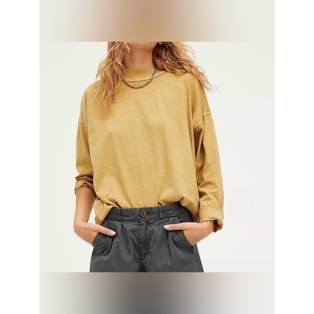 We the Free by Free People Be Free Mock Neck Tunic in Golden Palm size Medium
